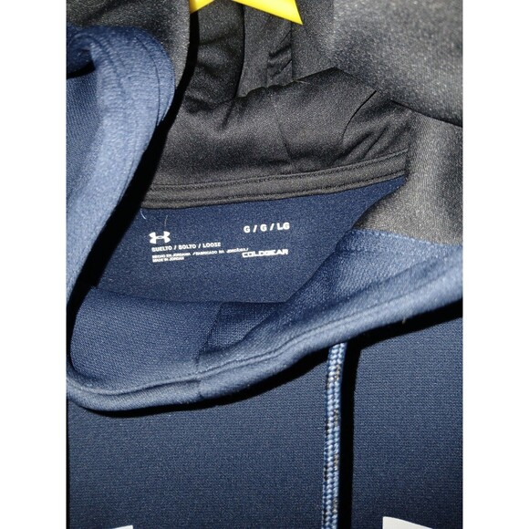 Under Armour Hoodie Loose Fit Cold Gear Blue Athletic Drawstrings Mens Sz Large - Picture 3 of 16
